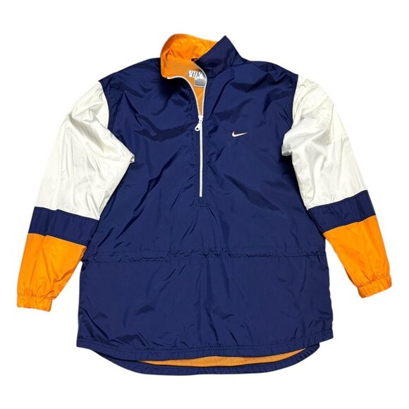 NIKE Vintage Y2K Retro Blue Orange Half Zip Windbreaker Jacket Womens Large - Picture 1 of 6